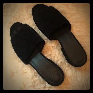 Vince black suede slide